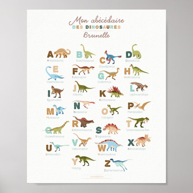 Póster Abécédaire Dinosaures (Français) (Frente)