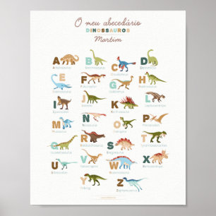 Póster Abecedário Dinossauros (Português)
