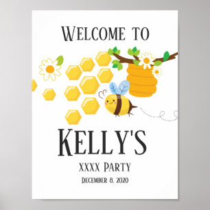 Póster abeja, abeja miel, peine de miel, abeja de burbuja