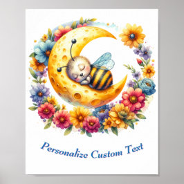 Póster Abeja Bumble Bebé Linda Personalizada Durmiendo en