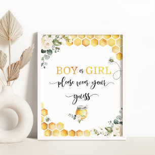 Póster Abeja, chico o chica, por favor, lleve su signo de