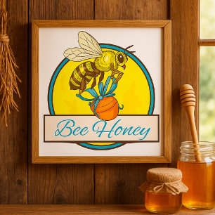 Póster Abeja Con Abeja Vintage De Honey Jar