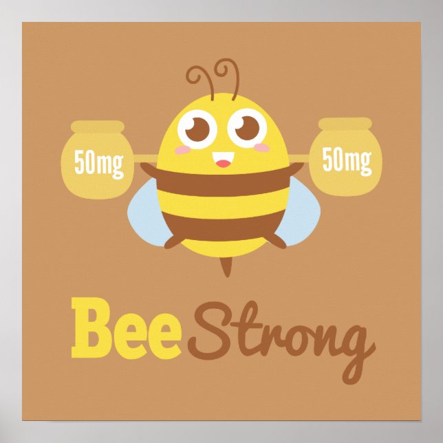 Póster Abeja Cuta Con Potes De Miel Abeja Fuerte Muro De  (Frente)