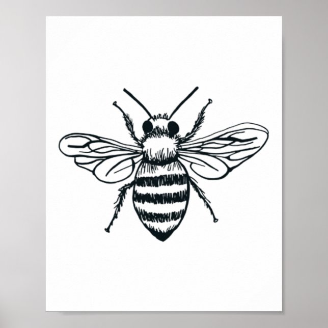 Póster Abeja Cuta Para Hombres Mujeres Chica Muchacha Grá (Frente)