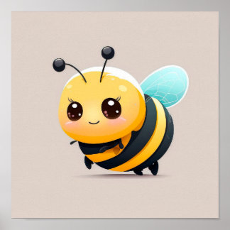 Póster Abeja de bebé personalizado con fondo gris.