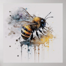 Póster Abeja de miel acuática