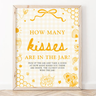 Póster Abeja de Miel de Gingham Amarillo Adivina Cuántos 