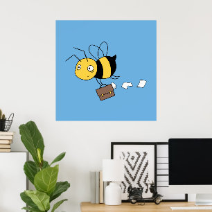 Póster Abeja de negocios, abeja cansada y estresada que s