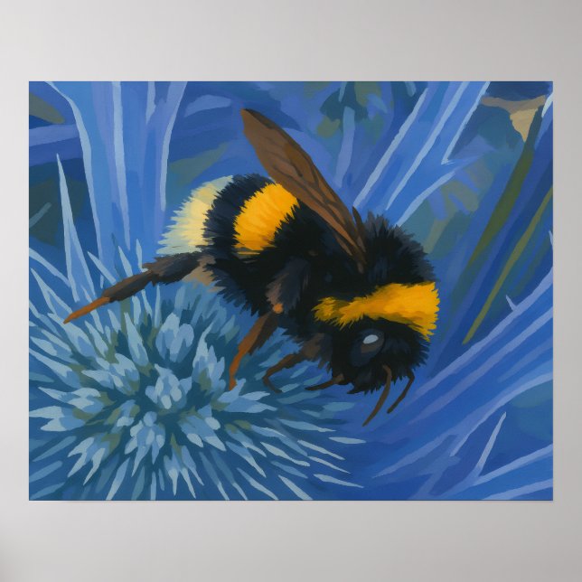 Póster Abeja de púas sobre el cardo azul (Frente)