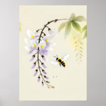 Abeja de tinta china en glicina
