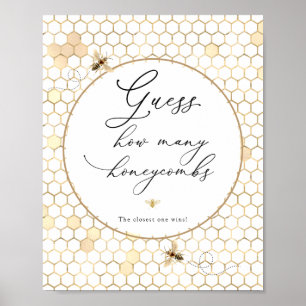 Póster Abeja dorada adivina cuántos Rótulos de Honeycombs