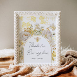 Póster Abeja floral gracias por estar aquí