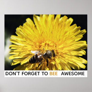 Póster Abeja inspiradora impresionante sobre el diente de