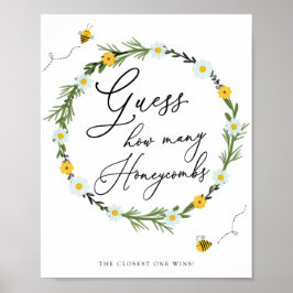 Póster Abeja juego de Baby Shower adivina cuántos Honeyco