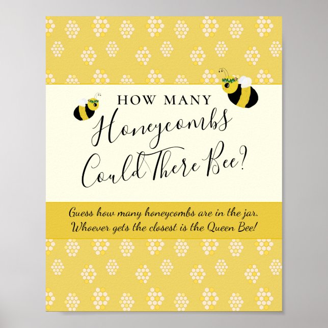 Póster Abeja juego de Baby Shower adivina cuántos Honeyco (Frente)