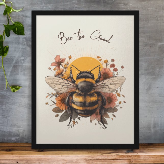 Póster Abeja la buena afirmación positiva retro floral (Subido por el creador)