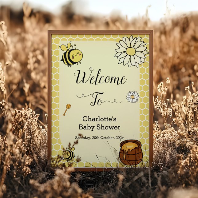 Póster Abeja linda con signo de bienvenida de Baby Shower (Subido por el creador)