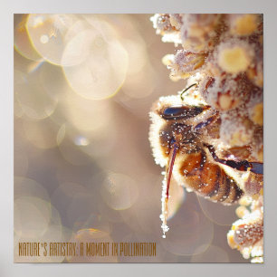 Póster Abeja macro en flor: La polinización de la natural