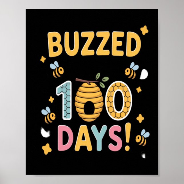 Póster Abeja Maestra Escolar Zumba 100 Días (Frente)