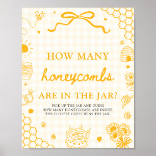 Póster Abeja Miel de Gingham Amarillo Adivina Cuántos Pan