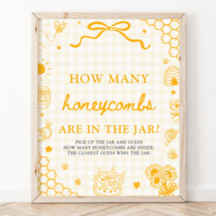 Póster Abeja Miel de Gingham Amarillo Adivina Cuántos Pan