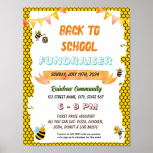 Póster Abeja miel editable de vuelta al volante escolar