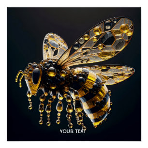 Póster Abeja negra amarilla de cristal lindo