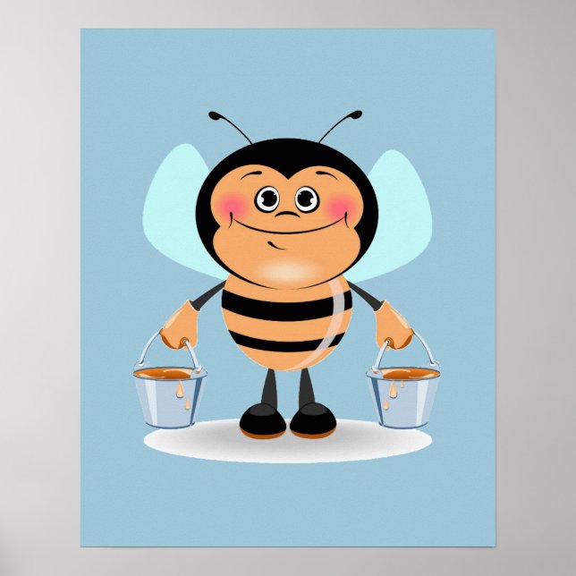 Póster Abeja Personalizado con cubos de miel (Frente)