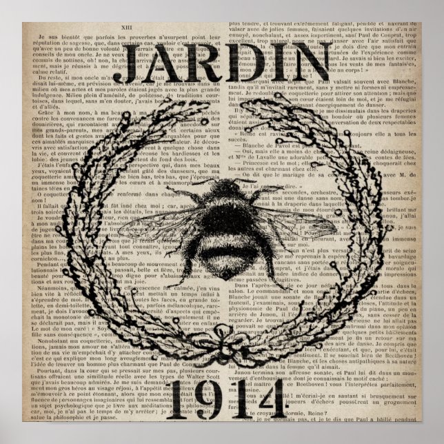 Póster abeja reina botánica vintage del país francés (Frente)