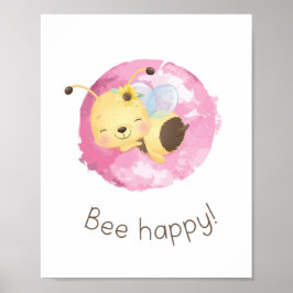 Póster Abeja rosa/amarilla dulce Chicas de guardería del