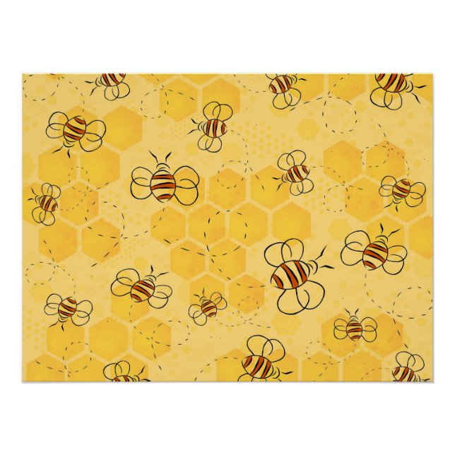 Póster Abeja Zumbando Abejas de Miel Lindas  (Anverso)