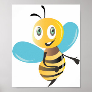 Póster abejas alegres y felices personalizados de burbuja
