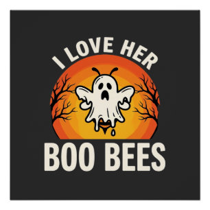 Póster Abejas Boo Diseño Divertido de Abeja Fantasma de H