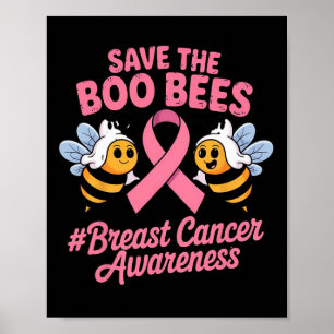 Póster Abejas divertidas Fantasma Boo Cáncer de Mama Pink