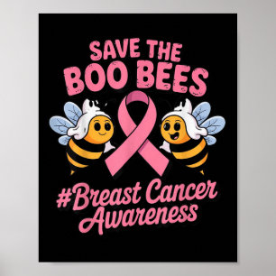 Póster Abejas divertidas Fantasma Boo Cáncer de Mama Pink