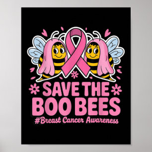 Póster Abejas divertidas Fantasma Boo Cáncer de Mama Pink