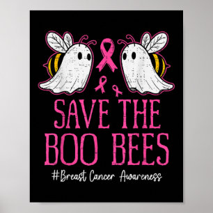 Póster Abejas divertidas Fantasma Boo Cáncer de Mama Pink