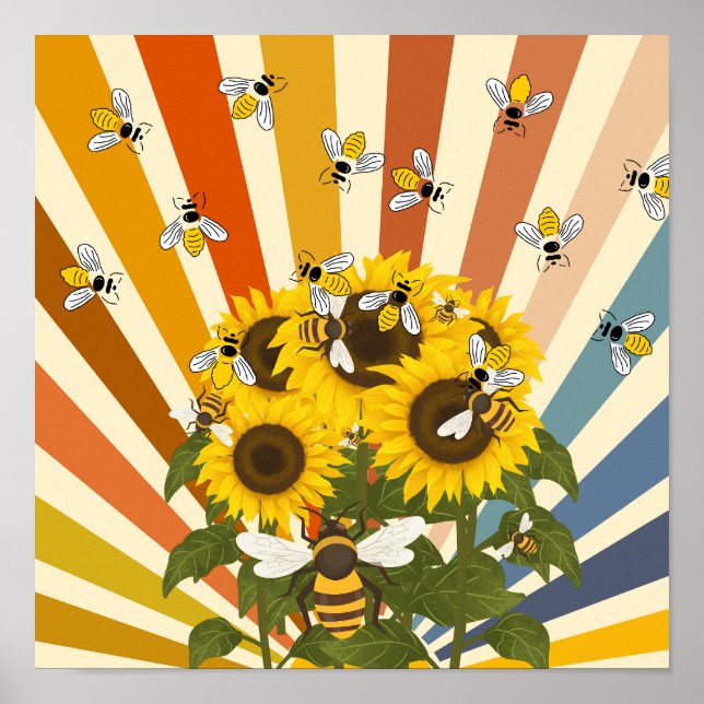 Póster Abejas y girasoles (Frente)