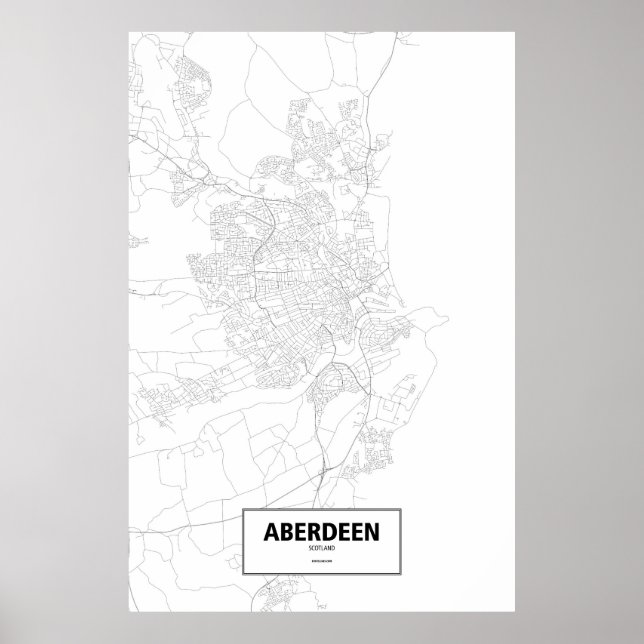 Póster Aberdeen, Escocia (negro sobre blanco) (Frente)
