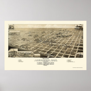 Póster Aberdeen, Mapa Panorámico SD - 1883