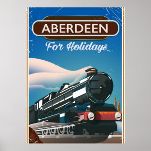 Póster Aberdeen Scotland vintage train poster