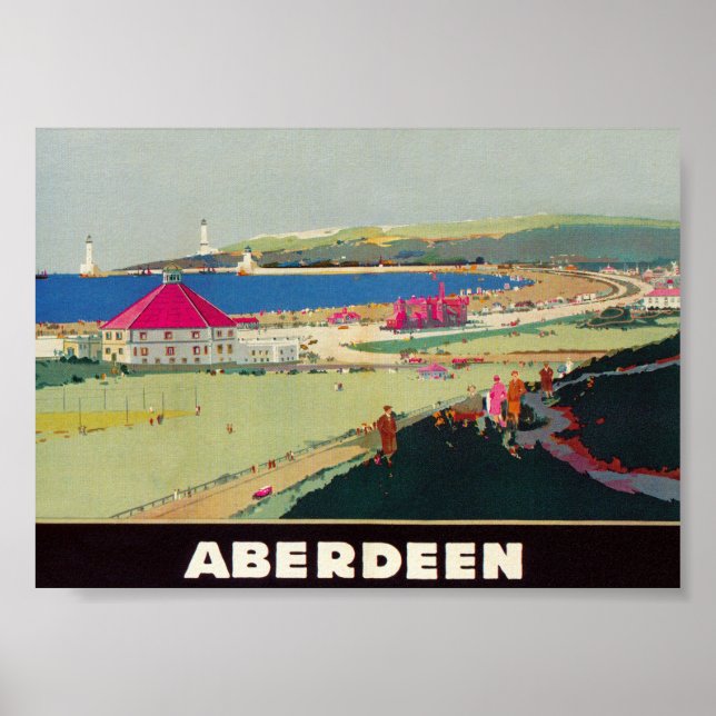 Póster Aberdeen Scotland Vintage Travel Poster (Frente)