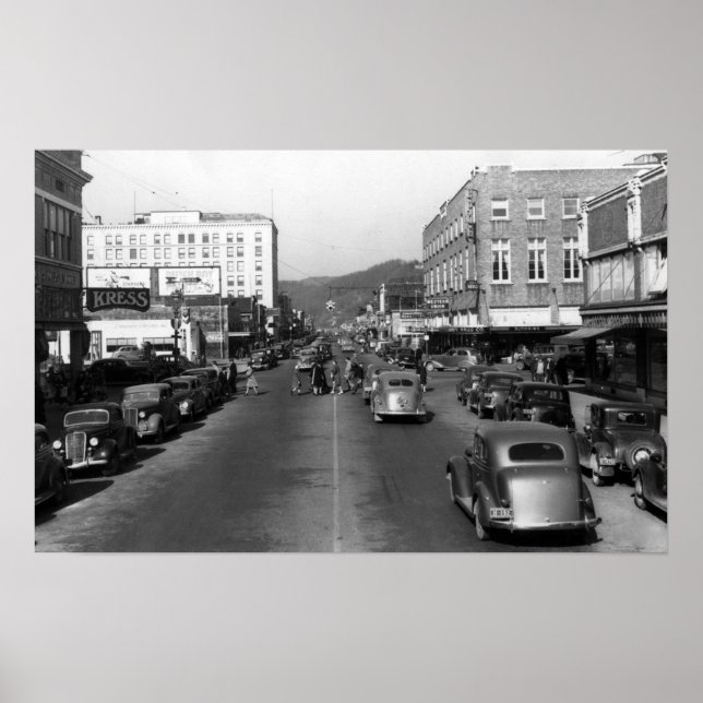 Póster Aberdeen, WA - Vista del centro de la calle Wishka (Frente)