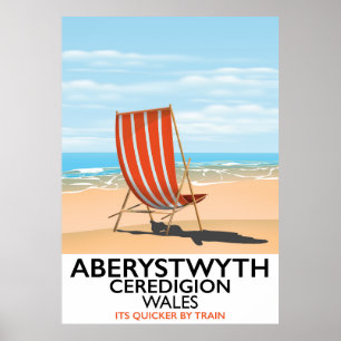 Póster Aberystwyth Wales, afiche de viajes a la costa