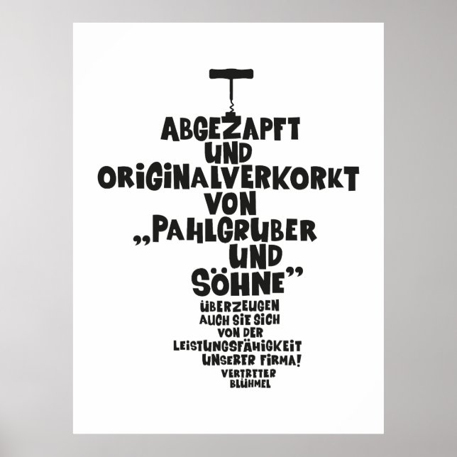 Póster Abgezapft und original alverkorkt - Loriot - Wein (Frente)