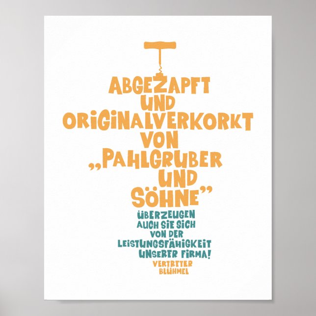 Póster Abgezapft und original alverkorkt - Loriot - Wein (Frente)