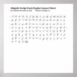 Póster Abigaile Script Font Glifos de contacto Poster de 