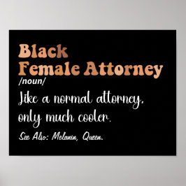 Póster Abogada Negra Divertida Definición Abogados