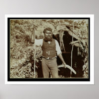 Aborigen con un boomerang, c.1860 (foto sepia)