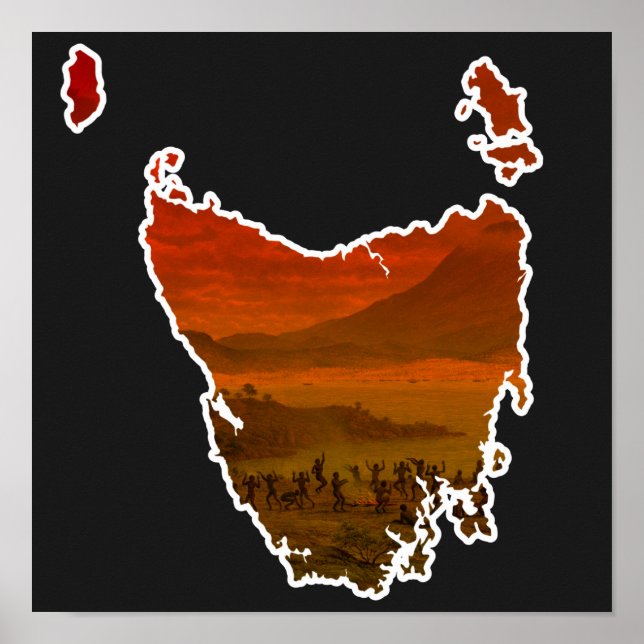 Póster Aborigen de la tierra de Tasmania de John Glover V (Frente)